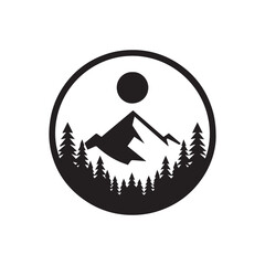black forest, mountain logo, simple vector icon