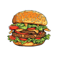 Delicious Burger Vector isolated Illustration