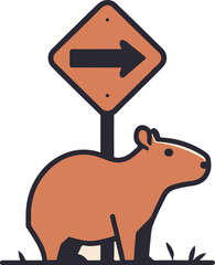 CAPYBARA IN TRAFFIC SIGN FOR GRAPHIC DESIGN AND VECTORS, VECTORIZED IMAGE FOR DIGITAL CONTENT CREATION OF TRAFFIC SIGNS WITH CAPYBARA