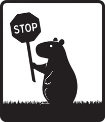CAPYBARA IN TRAFFIC SIGN FOR GRAPHIC DESIGN AND VECTORS, VECTORIZED IMAGE FOR DIGITAL CONTENT CREATION OF TRAFFIC SIGNS WITH CAPYBARA