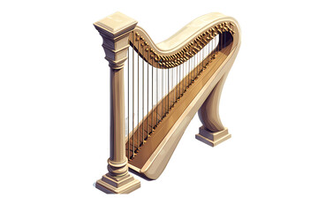 isometric style Aeolian Harp clipart illustration, with isolated transparent background