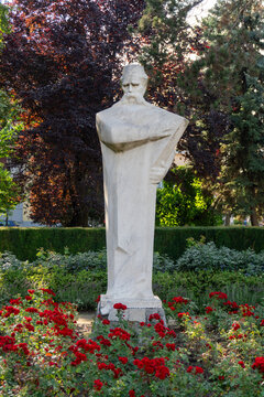 Monument of Vuk Stefanovic Karadzic in City park of Loznica, Jadar, Western Serbia
