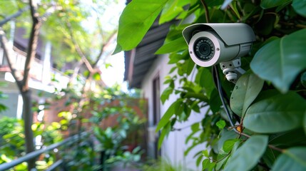 Installation of CCTV Camera for Enhanced Security Measures. Concept Security System Installation, Surveillance Solutions, Crime Prevention, Home Safety, CCTV Setup