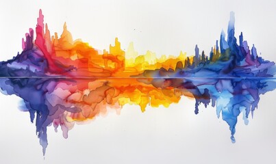 Obraz premium Watercolor abstract twilight reflections on white.