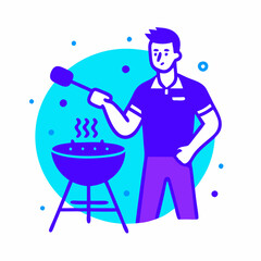Man grilling barbecue