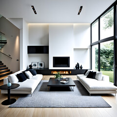 Modern Interior Design Living Room Cute Style with a Fireplace