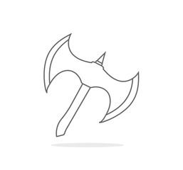 outlined wooden axe drawing vector element design graphic. Isolated outline drawing axe blade in white background