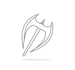 outlined wooden axe drawing vector element design graphic. Isolated outline drawing axe blade in white background