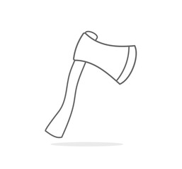 outlined wooden axe drawing vector element design graphic. Isolated outline drawing axe blade in white background
