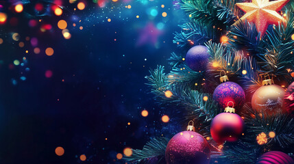 Fototapeta na wymiar Wyjątkowe tło na Nowy Rok 2025 wypełnione jest żywymi kolorami i świątecznym blaskiem. 