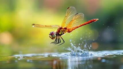A dragonfly emerging from the water. Photography Stock