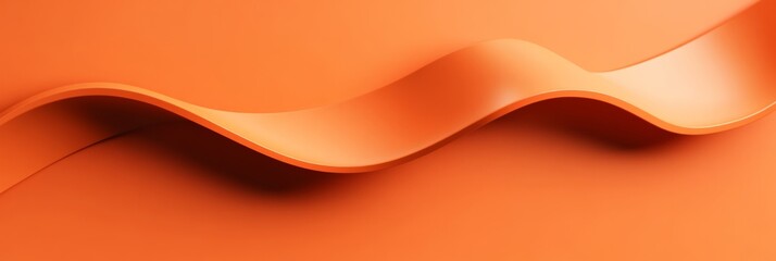 A flat 3D render of a modern, curved banner in a bright orange color, with space for sale text or promotion