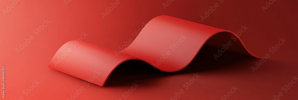 Poster a flat digital illustration of a blank label with smooth curved edges, crafted in a deep red tone wi