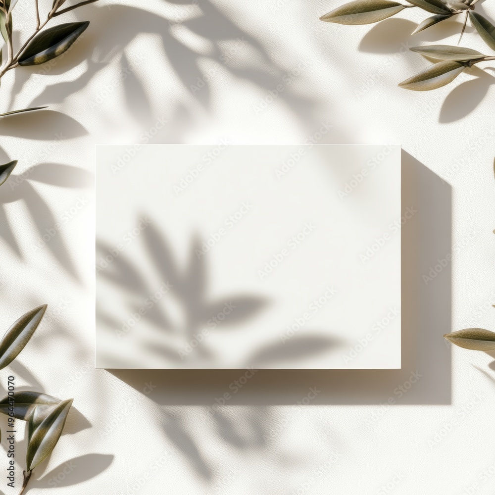 Poster a horizontal, flat rectangular box template in white, placed on a clean, simple background with soft