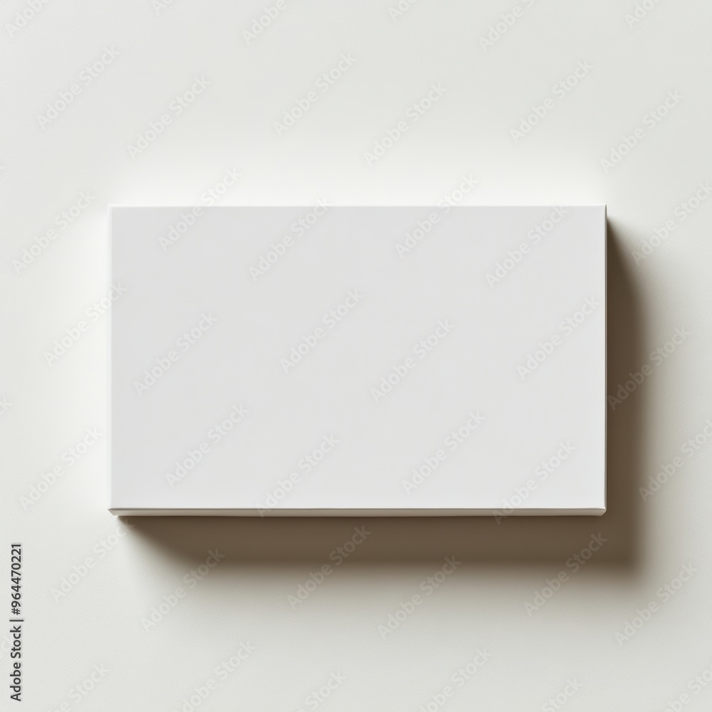 Poster a horizontal, flat rectangular box template in white, placed on a clean, simple background with soft