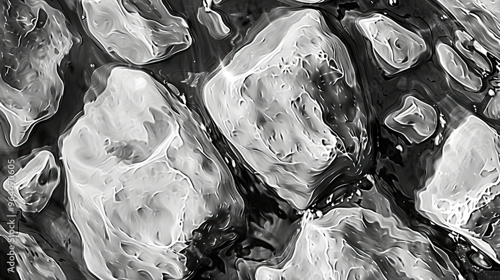 Aufkleber a monochromatic abstract depiction of rocks, showcasing texture and form in a visually striking comp