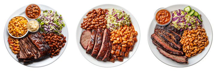 Delicious BBQ meal plates featuring smoked meats and sides