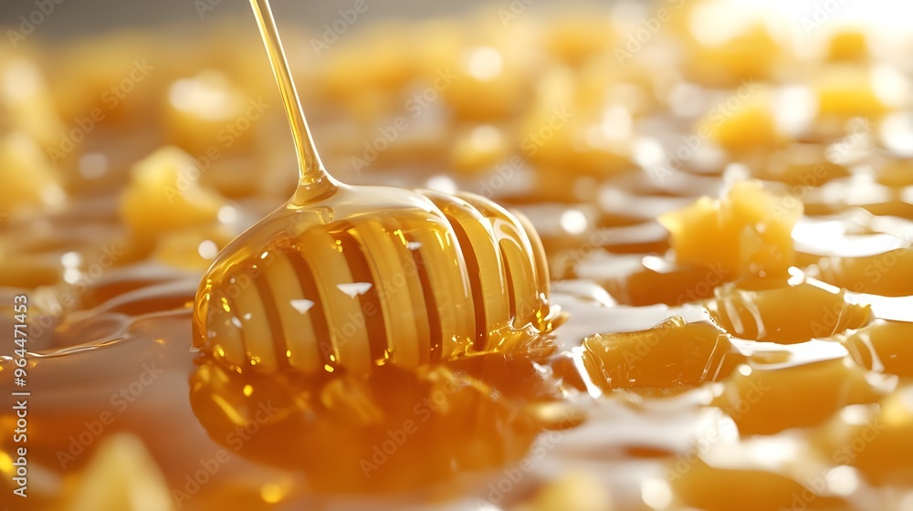 Poster 3d rendering honey with cheese image