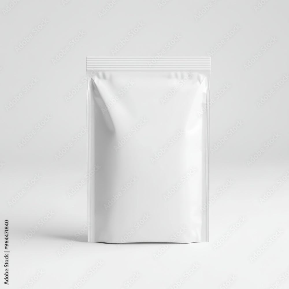 Aufkleber a minimalistic 3d render of a blank white pouch standing upright with a ziplock closure, isolated on