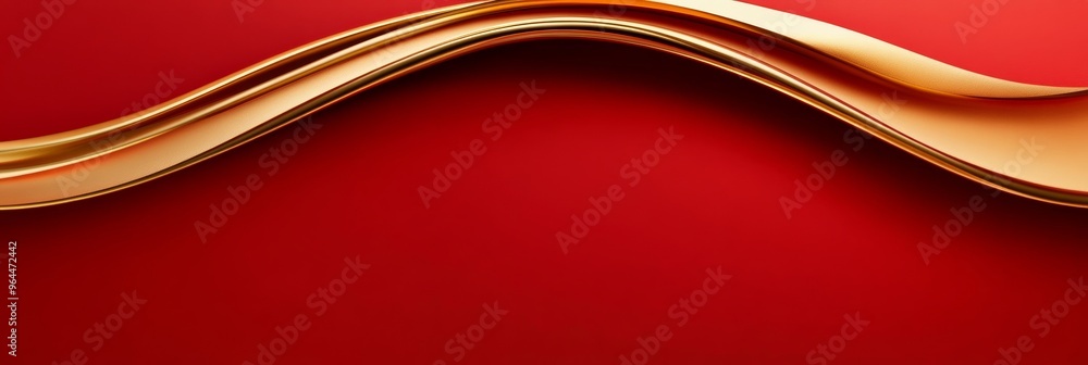 Poster a minimalistic retro banner with a blank space for text, crafted in deep red and gold with a smooth 