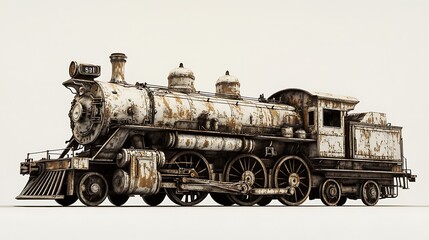 Fototapeta premium Rusty Vintage Steam Locomotive with Number 521