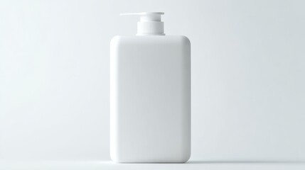 A minimalistic, white plastic packaging for liquid, with a sleek design and easy-pour spout, isolated on a pure white background