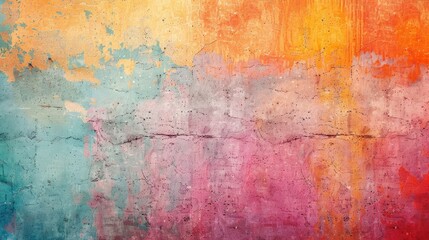 Obraz premium Colorful cement wall background with decorative elements