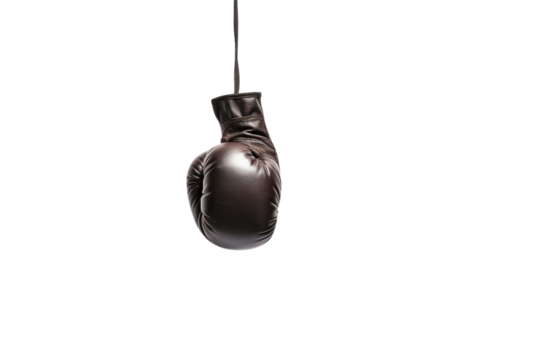 Single piece leather boxing glove isolated on white background.