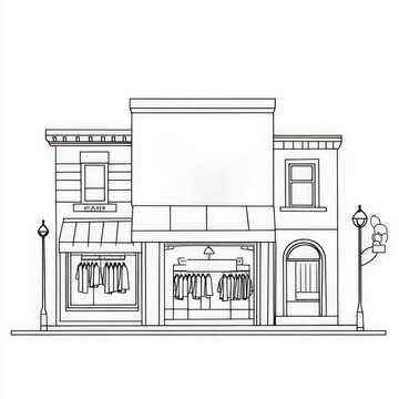 recommend clip art: Boutique Clothing Store Building Outline Illustration