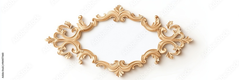 Poster a simple flat vector of a decorative label with a blank center, designed with a gold border and smoo