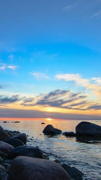 Sunset Timelapse Panga Pank highest cliff in Saaremaa, Estonia Vertical 4K