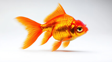 Fototapeta premium Goldfish with Orange Fins on White Background