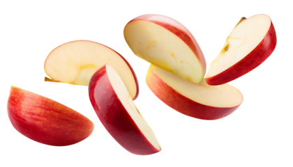 Frische Äpfel und Apfelspalten: Fruchtige rote, gelbe und grüne Sorten, ideal für gesunde Snacks und vielseitige Rezepte