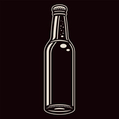 Beer bottle silhouette vector illustration on dark background