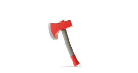 3D vector illustration of a red and grey axe with a modern, minimalist design. Suitable for themes related to tools, outdoor activities, survival gear, or emergency equipment concepts.