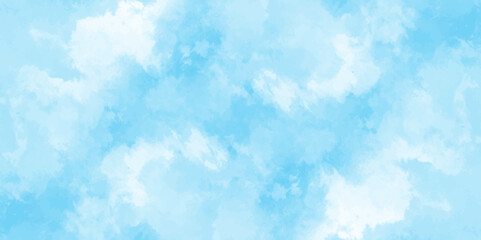 Abstract soft sky blue watercolor sky and clouds. grunge tint light blue watercolor background. Hand painted light blue background with watercolor.	