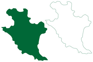 Obraz premium Bilaspur district (Chhattisgarh State, Bilaspur division, Republic of India) map vector illustration, scribble sketch Bilaspur map