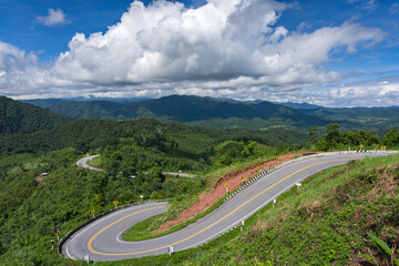 Landscape of a famous viewpoint in Doi Phu Kha National Park, Nan, Thailand.