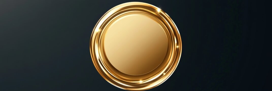 A vector illustration of a shiny gold badge with a clean design, blank in the center, and a circular shape