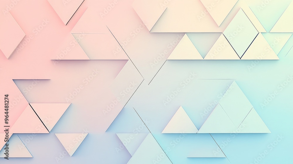Poster a minimalist background with pastel-colored triangles arranged in a random, asymmetrical pattern.