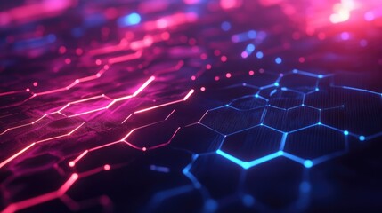 Obraz premium A tech-inspired background with glowing hexagonal patterns and abstract digital waves, evoking the concept of internet connectivity.