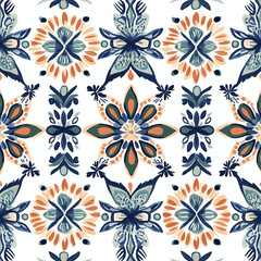 boho seamless pattern with art