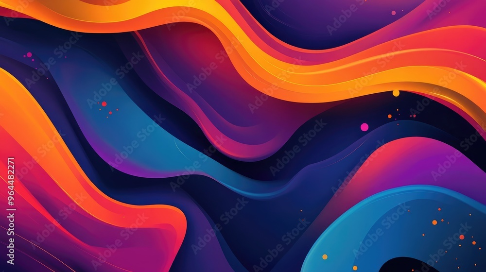 Poster abstract fluid design with harmonious color flows and smooth curves, ideal for enhancing a landing p