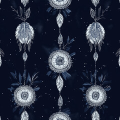 boho seamless pattern with art