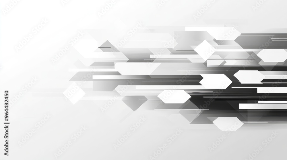 Poster abstract gray and white background with sleek, tech-inspired arrows pointing forward, symbolizing pr