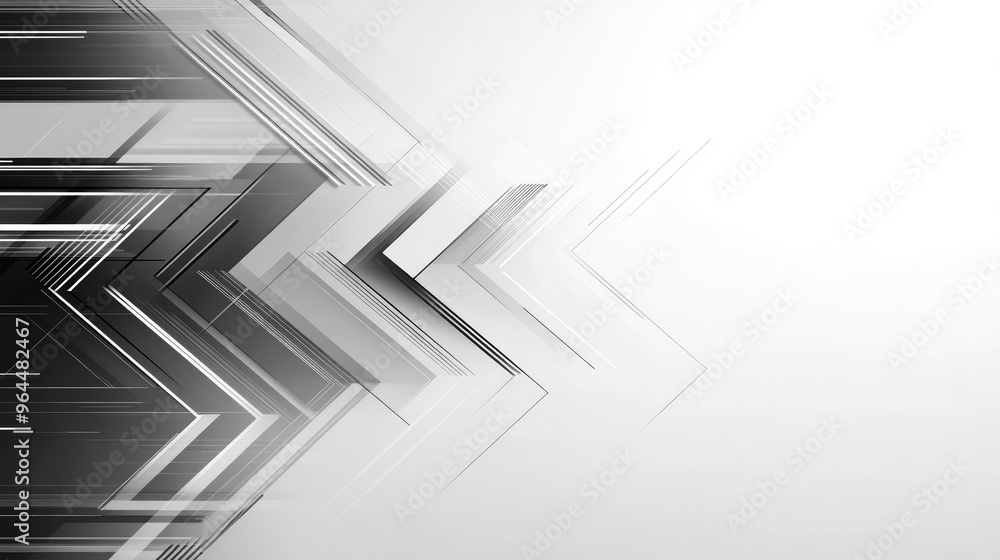 Poster abstract gray and white background with sleek, tech-inspired arrows pointing forward, symbolizing pr