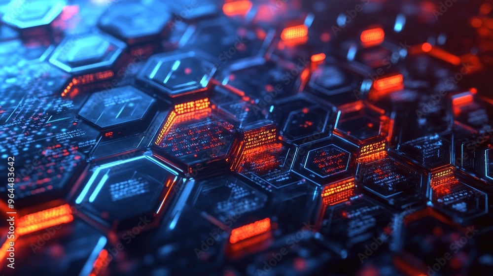 Aufkleber intricate hexagon patterns with integrated genetic codes and molecular diagrams for advanced researc