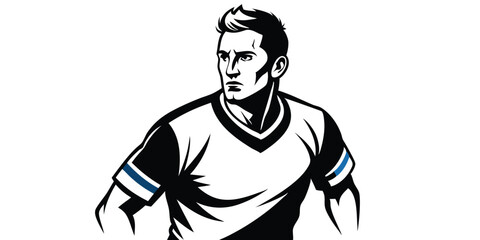 Soccer player silhouette illustration black and white