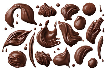 Set of delicious melted chocolate smears, cut out