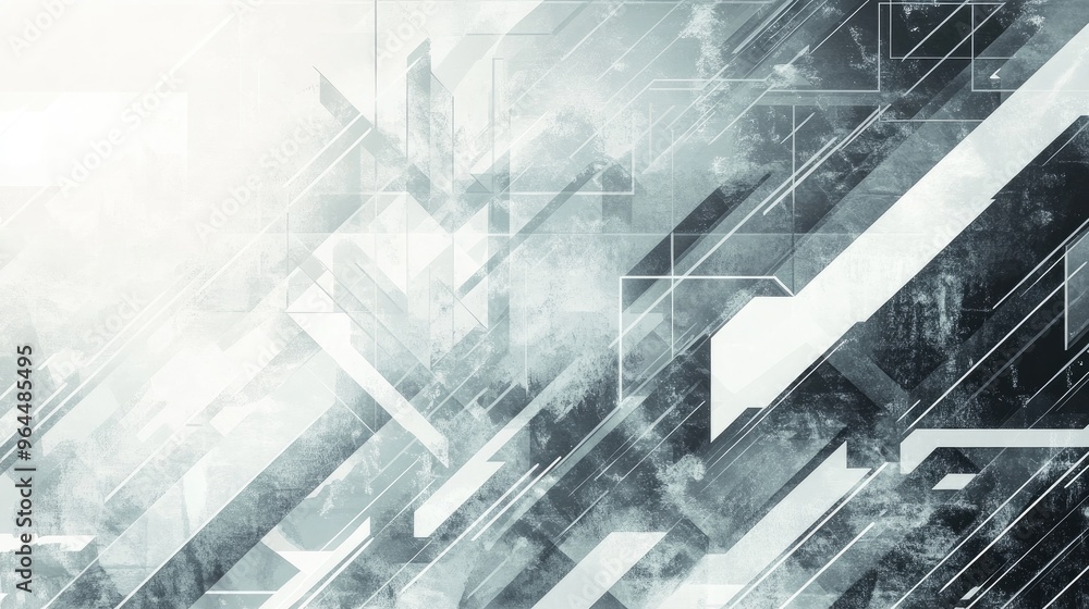 Poster a futuristic gray and white abstract background with arrows moving in multiple directions, symbolizi